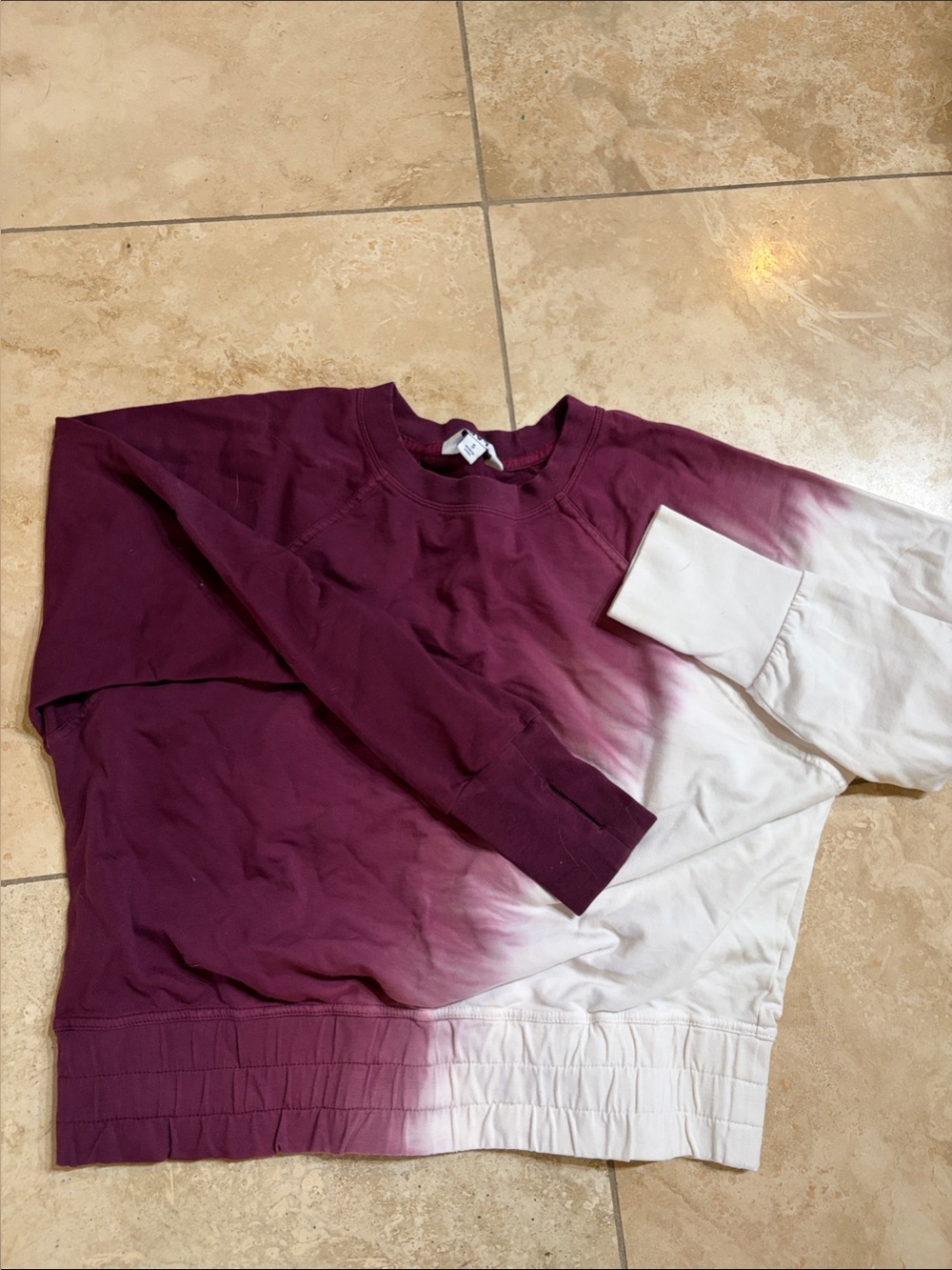 JoyLab Burgundy and White Dip-Dye Crewneck Sweatshirt